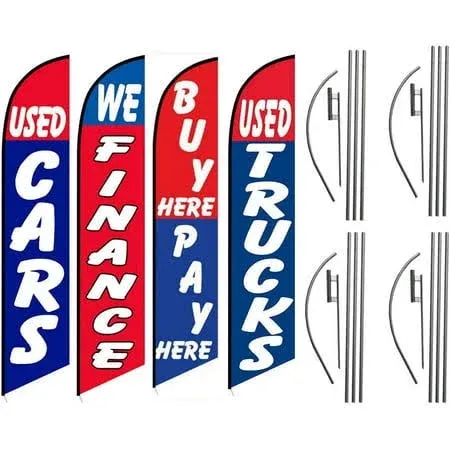 FFN used Cars Auto Dealership Carlot Feather Banner Flag Kit Package, Includes ...