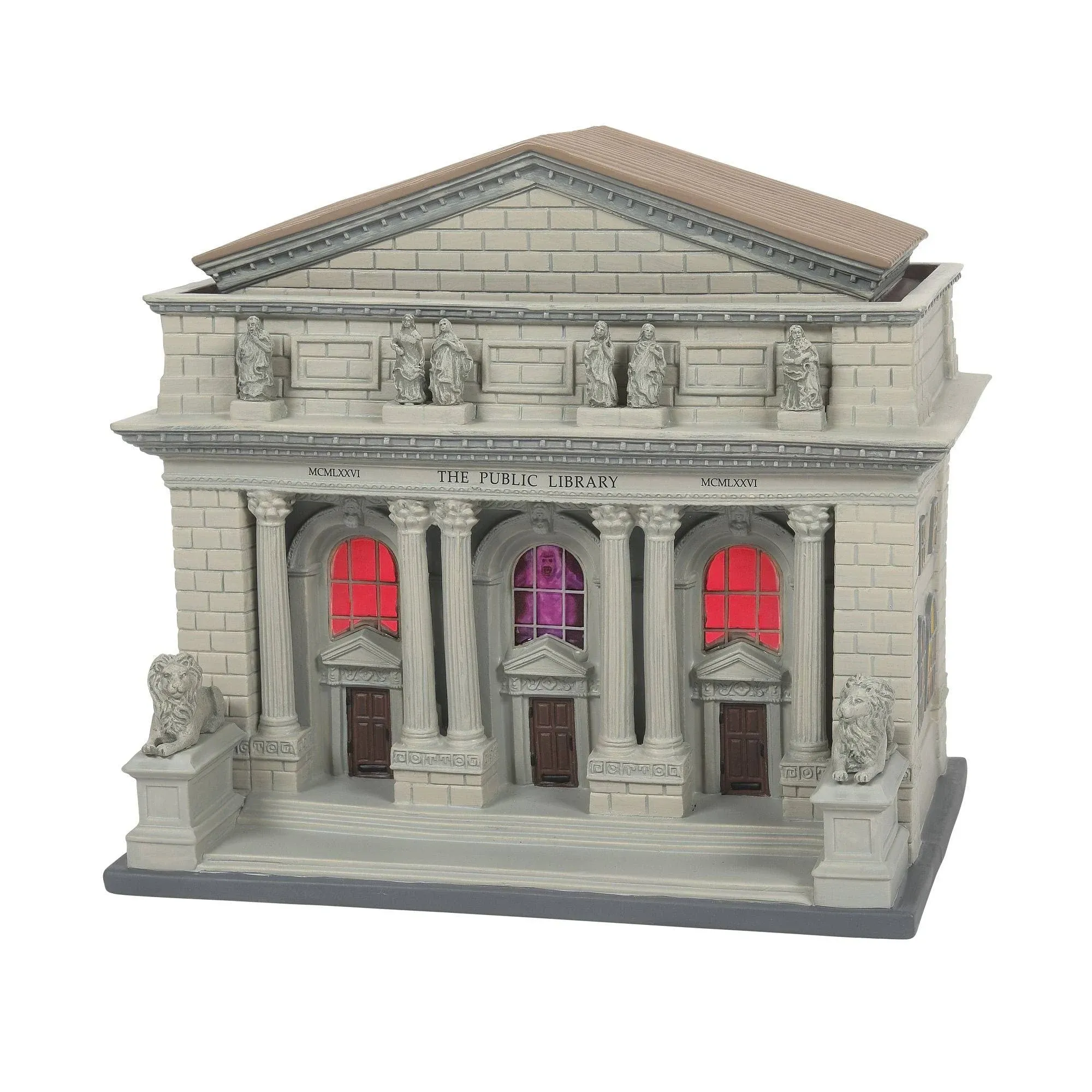 Department 56 Ghostbusters Village Public Library Lit Building, 7.56 Inch, Grey