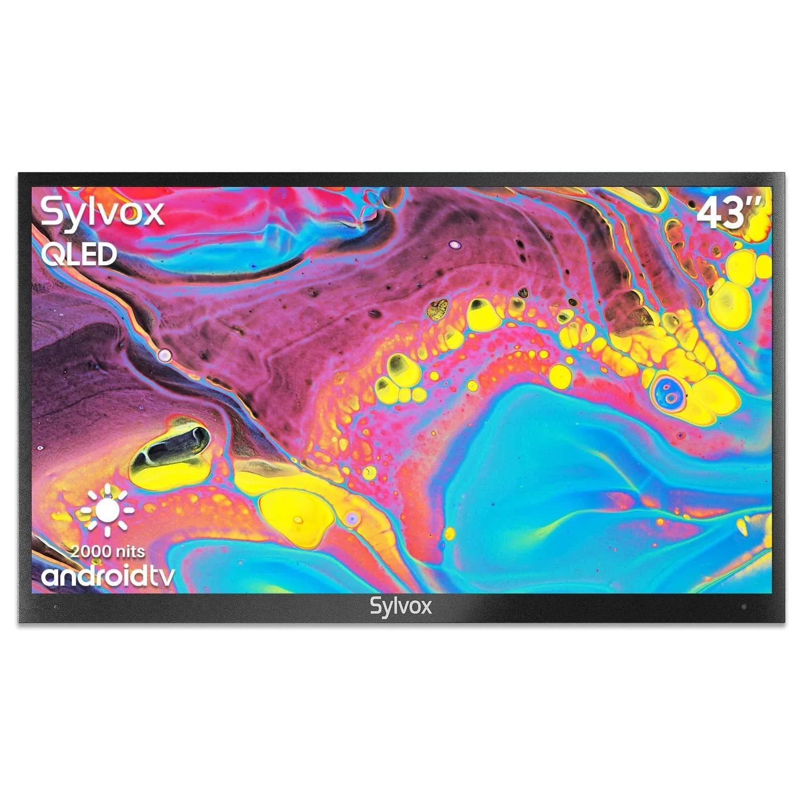 SYLVOX 43 inch Full Sun Outdoor TV, 2000 Nits 4K Smart QLED Television, IP55 Waterproof TV Built-in Google Play Voice Assistant and Chromecast(Pool Pro QLED Series)