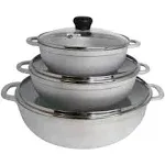 Imusa 3 Piece Basic Cast Aluminum Caldero with Glass Lid (1.5qt, 2.5qt, 5.2Qt)