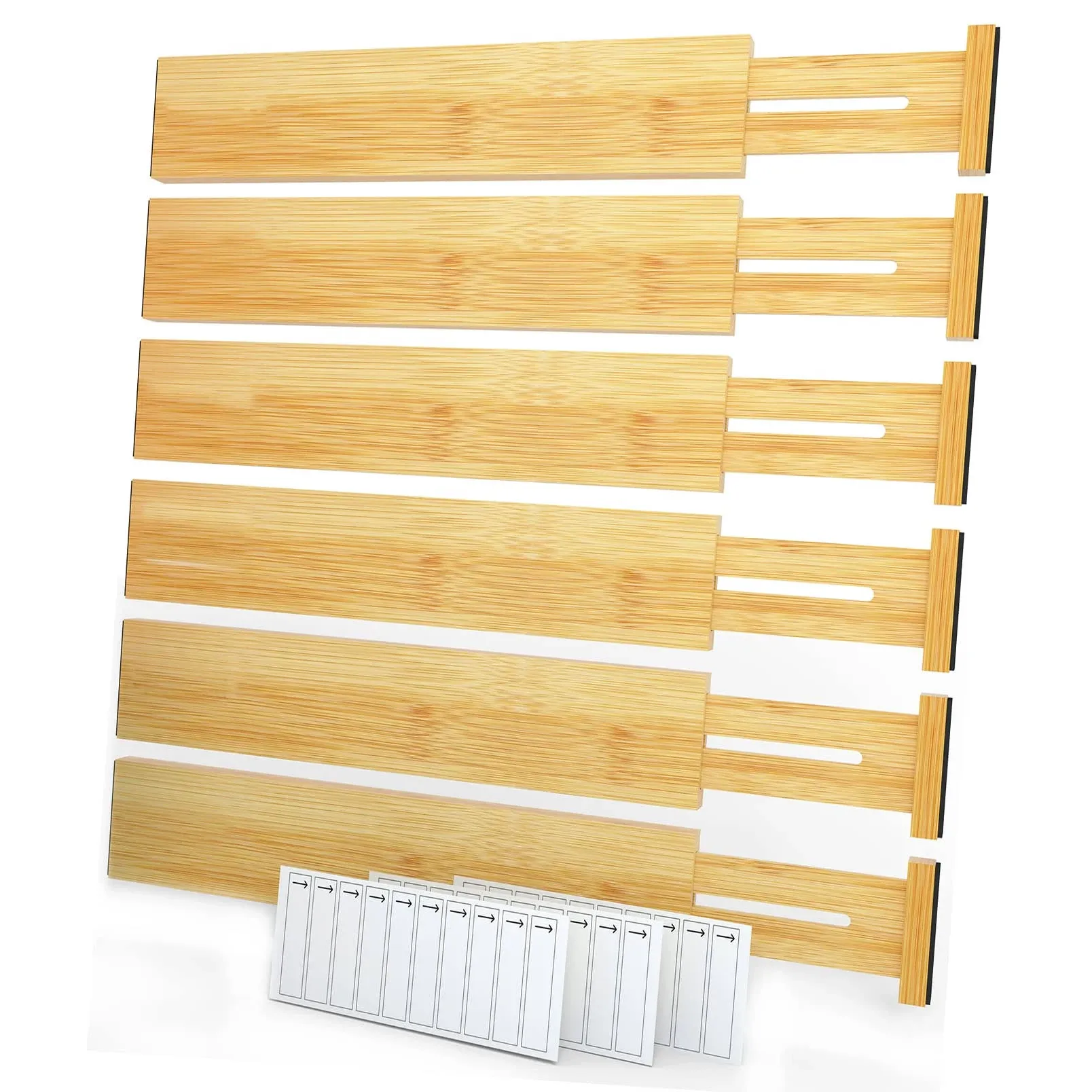 Bamboo Drawer Dividers With Labels Kitchen Adjustable Drawer Organizers Expandab