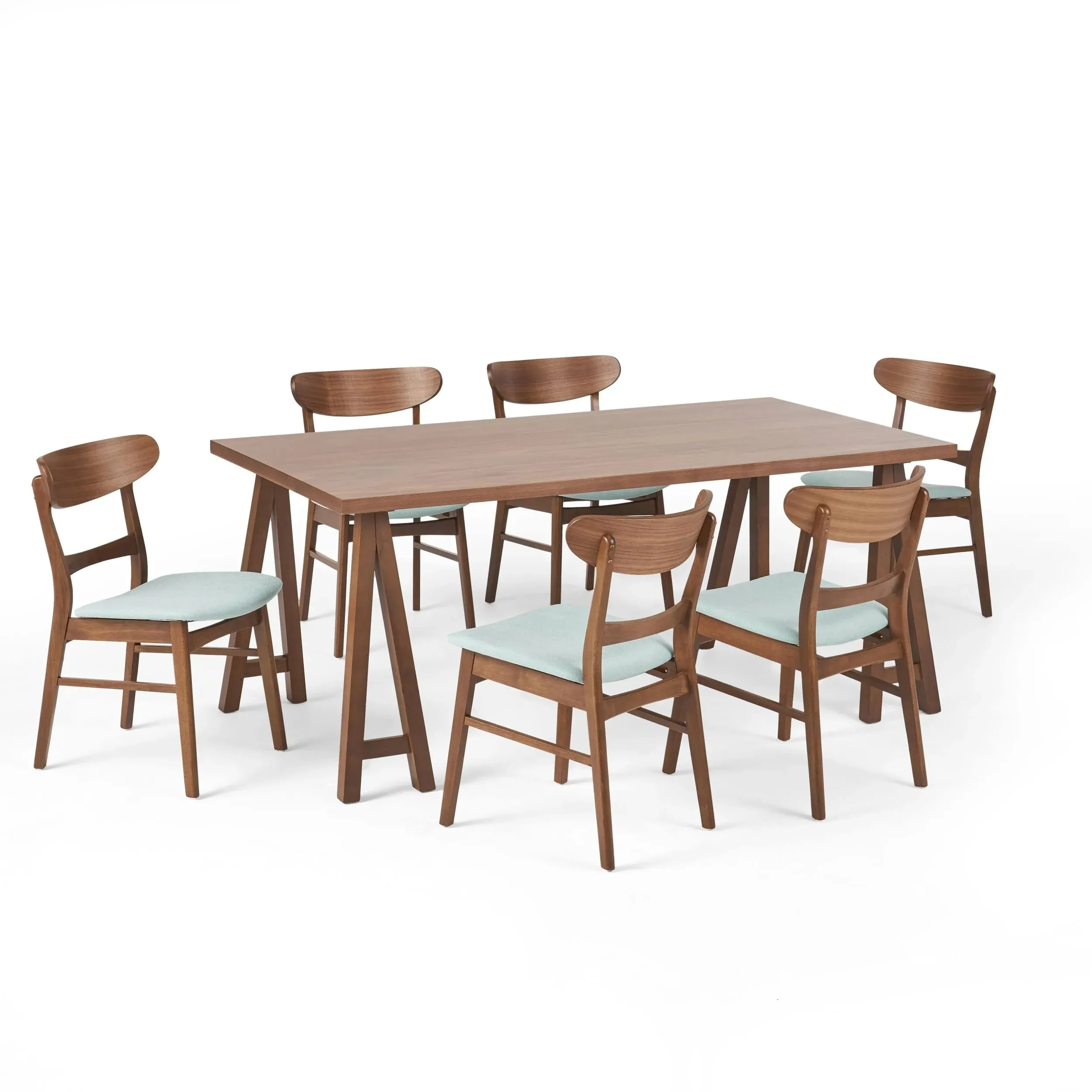 Idalia Mid-Century Modern 7 Piece Dining Set by Christopher Knight Home - Walnut ...