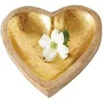 Mango Wood Heart Tray with Gold Leaf Interior