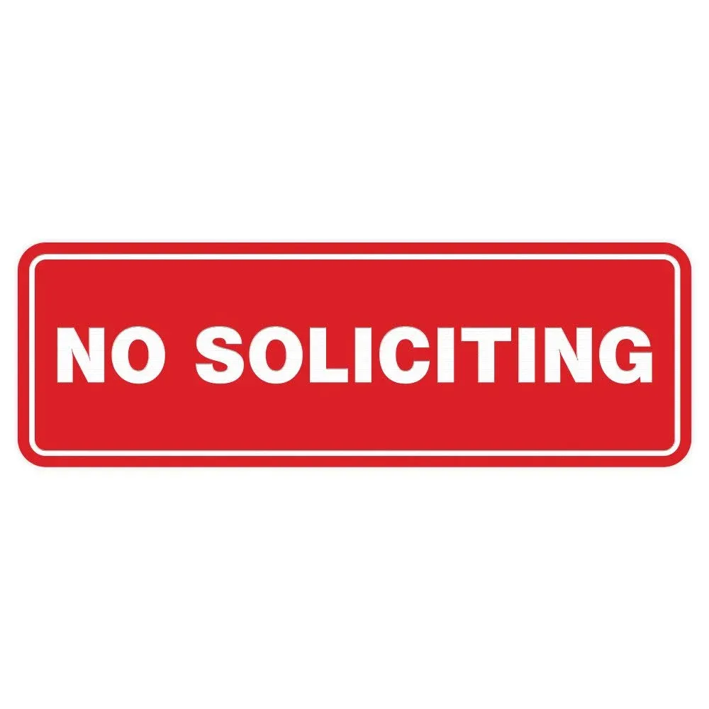 Standard No Soliciting Door/Wall Sign -Red - Small