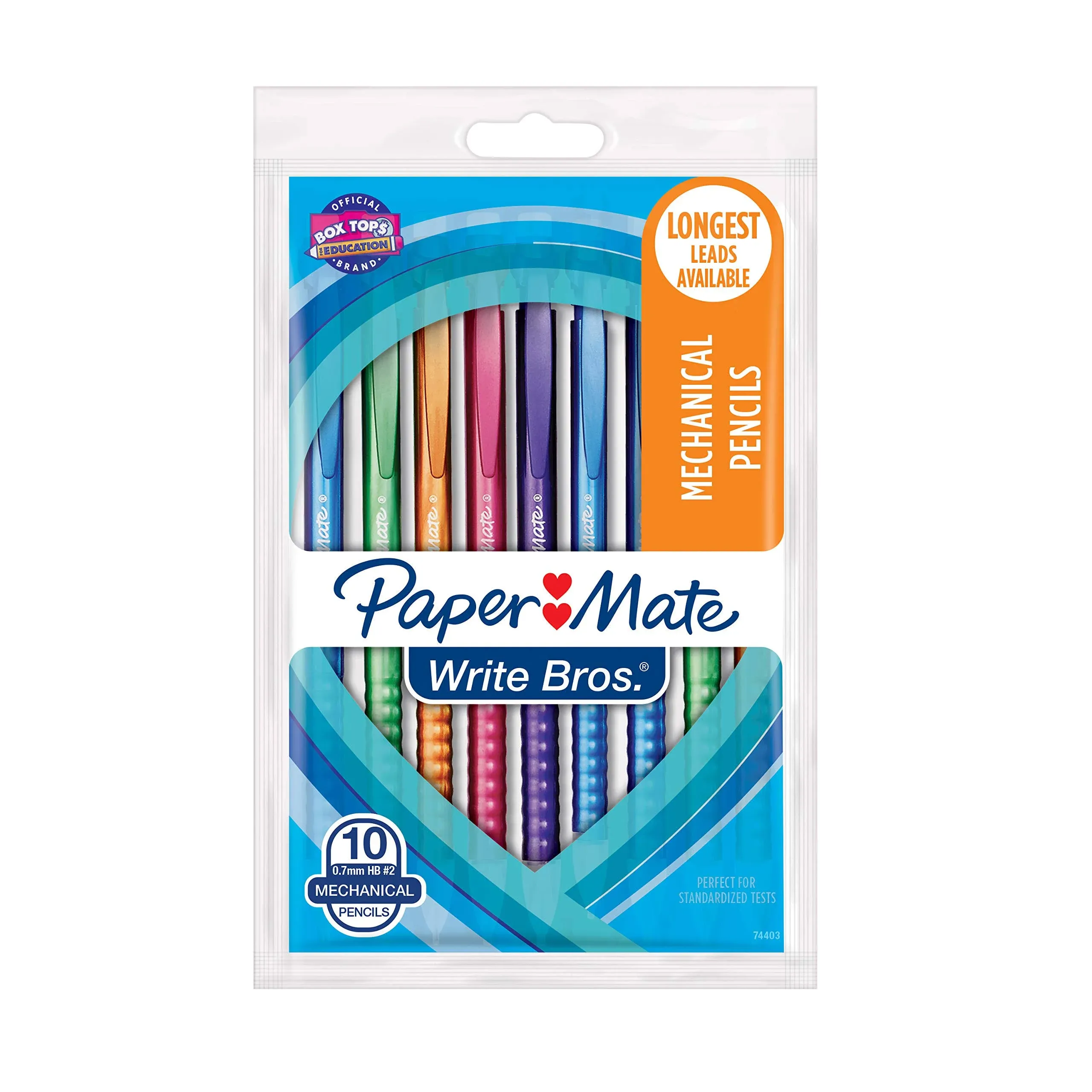 Paper Mate Write Bros Mechanical Pencils, 0.7mm, HB #2, Assorted Colors, 10