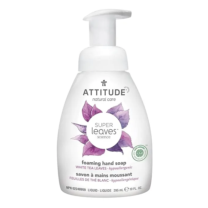 ATTITUDE Foaming Hand Soap, EWG Verified, Plant and Mineral-Based Ingredients, Vegan and Cruelty-free Personal Care Products, Vine Leaves and Pomegranate, 10 Fl Oz