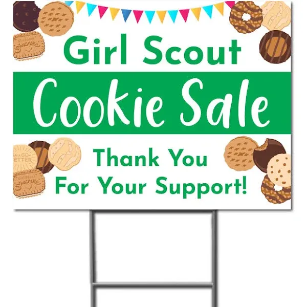 Girl Scout Cookie Sale - Yard Sign with Metal Stakes