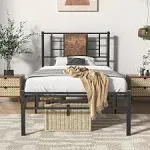 Twin Size Bed Frame with Headboard, Heavy-Duty Platform with Steel Slats Supp...