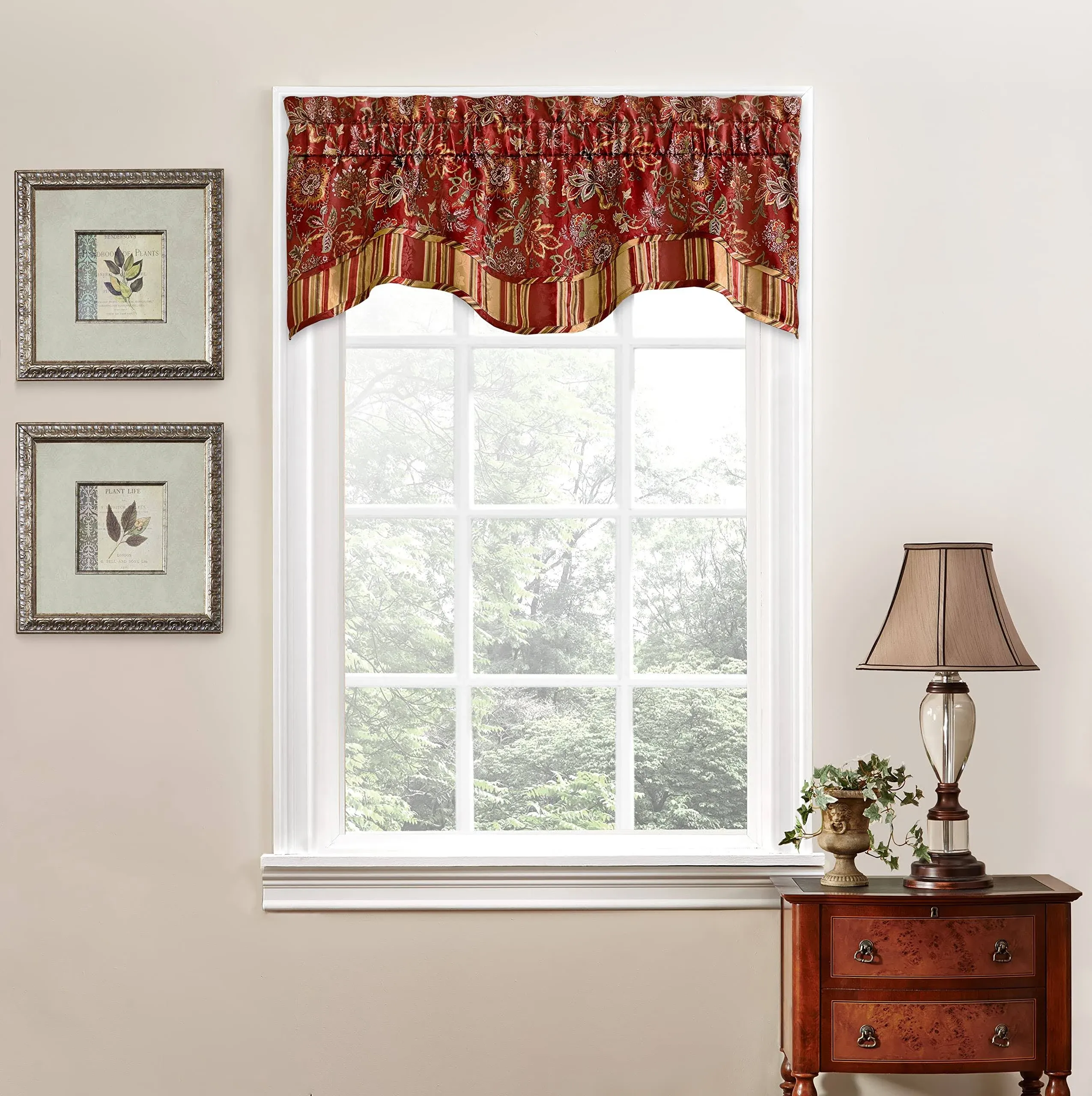 Traditions by Waverly Navarra Window Valance, Crimson