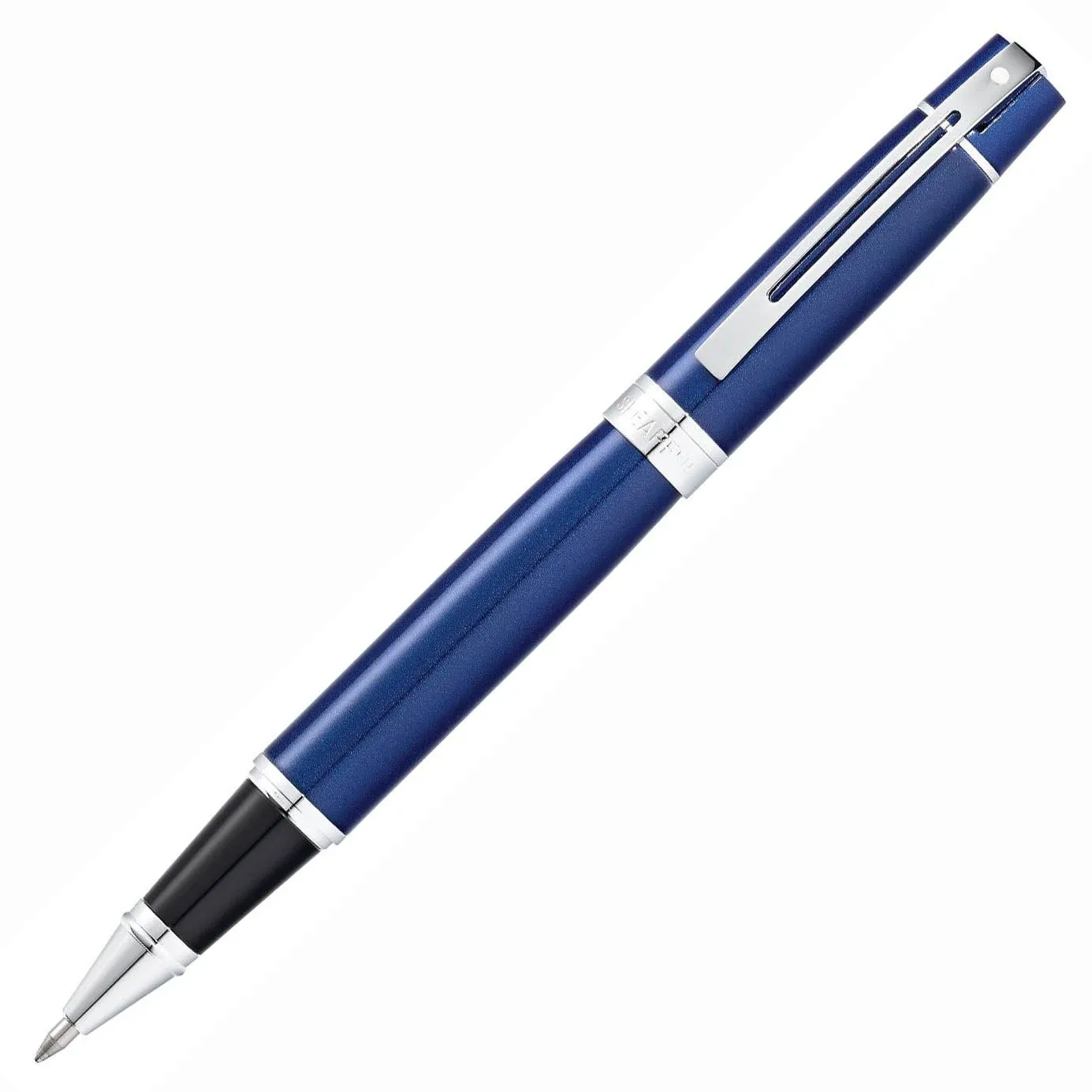 Sheaffer 300 Rollerball Pen - Chrome Trim - Glossy Blue Lacquer