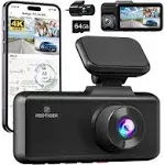 REDTIGER 4K 5G WiFi 3 Channel Dash Cam Front and Rear Inside Free 64GB SD Card