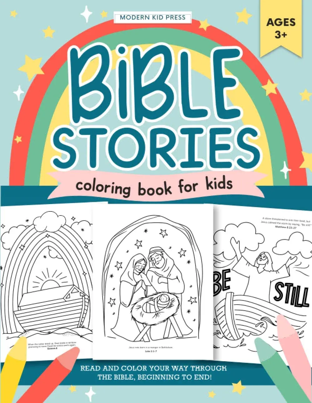 The Bible Stories Christian Coloring Book For Kids: Read And Color Your Way ...