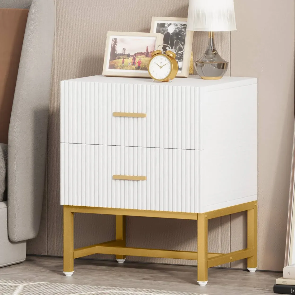 Tribesigns Nightstand with 2-Drawer, Bed Side Table with Storage Cabinet End ...