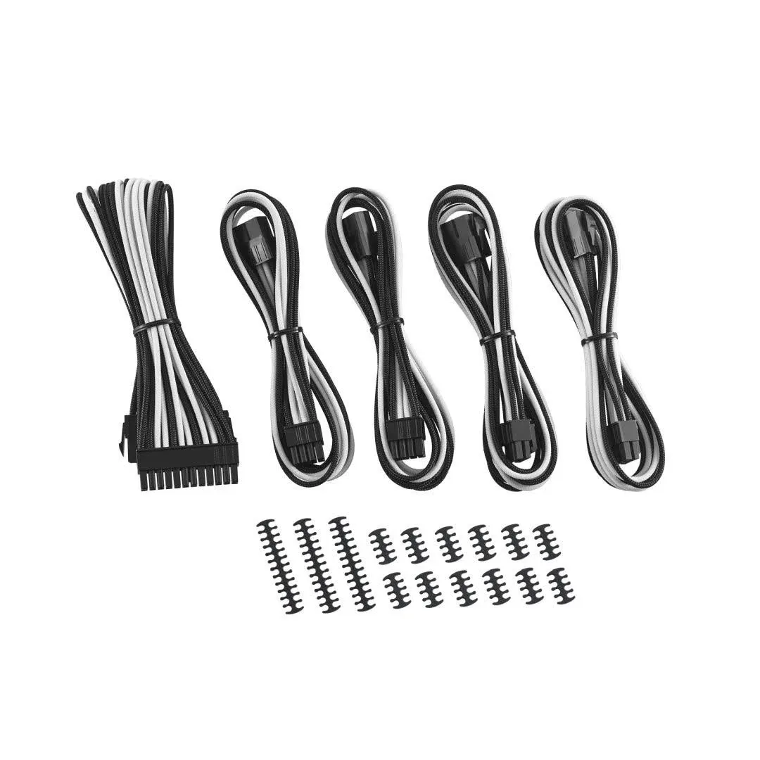 Cablemod 8+8 Series Classic Modmesh Sleeved Cable Extension Kit (Black + White)