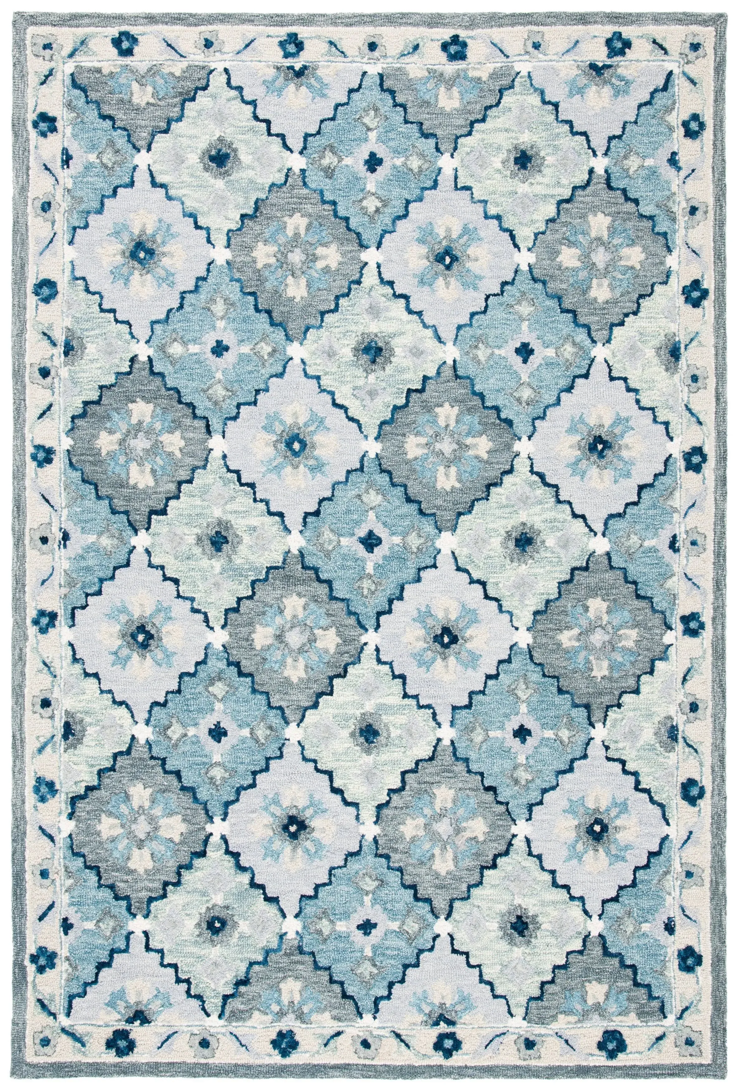 Safavieh Suzani Szn501m Handmade Blue / Grey Rug - 6' Square