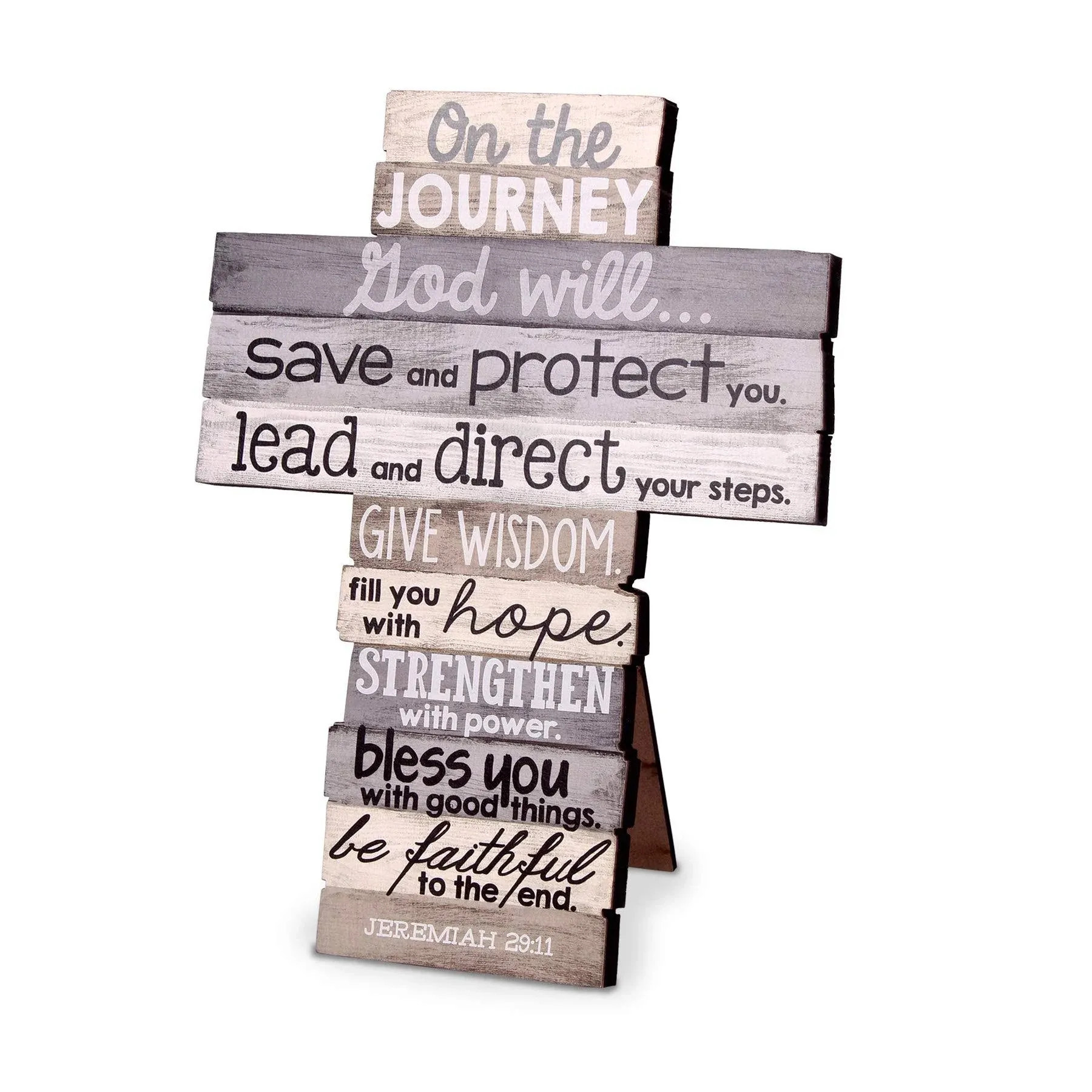 God Will Direct On The Journey Distressed Wood 6 Inch Stacked Wood Cross Figurin