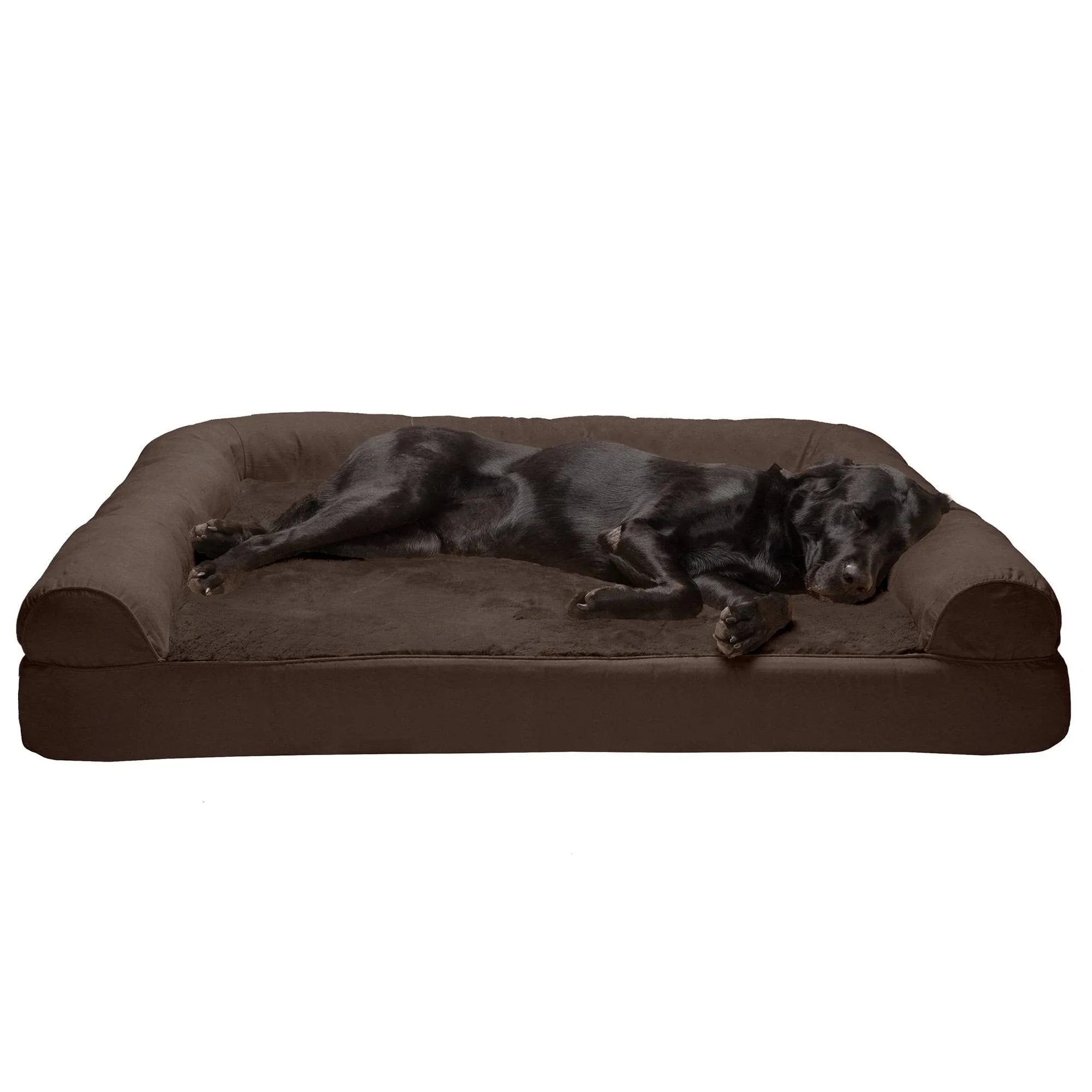 FurHaven Plush & Suede Full Support Orthopedic Sofa Dog & Cat Bed, Espresso, Jumbo Plus