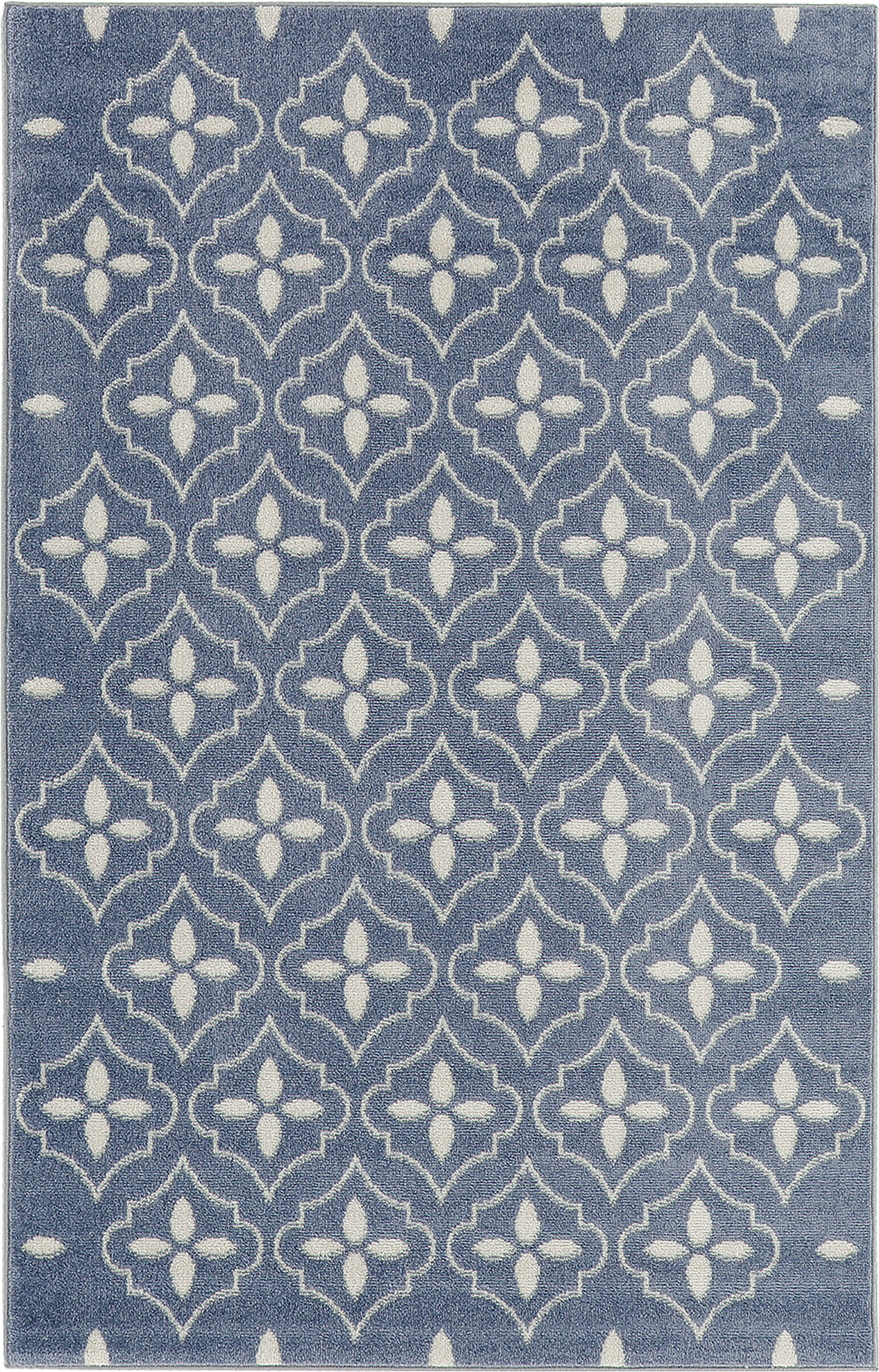 Nourison Essentials Moroccan Indoor Outdoor Rug, Blue Ivory, 8x10 ft