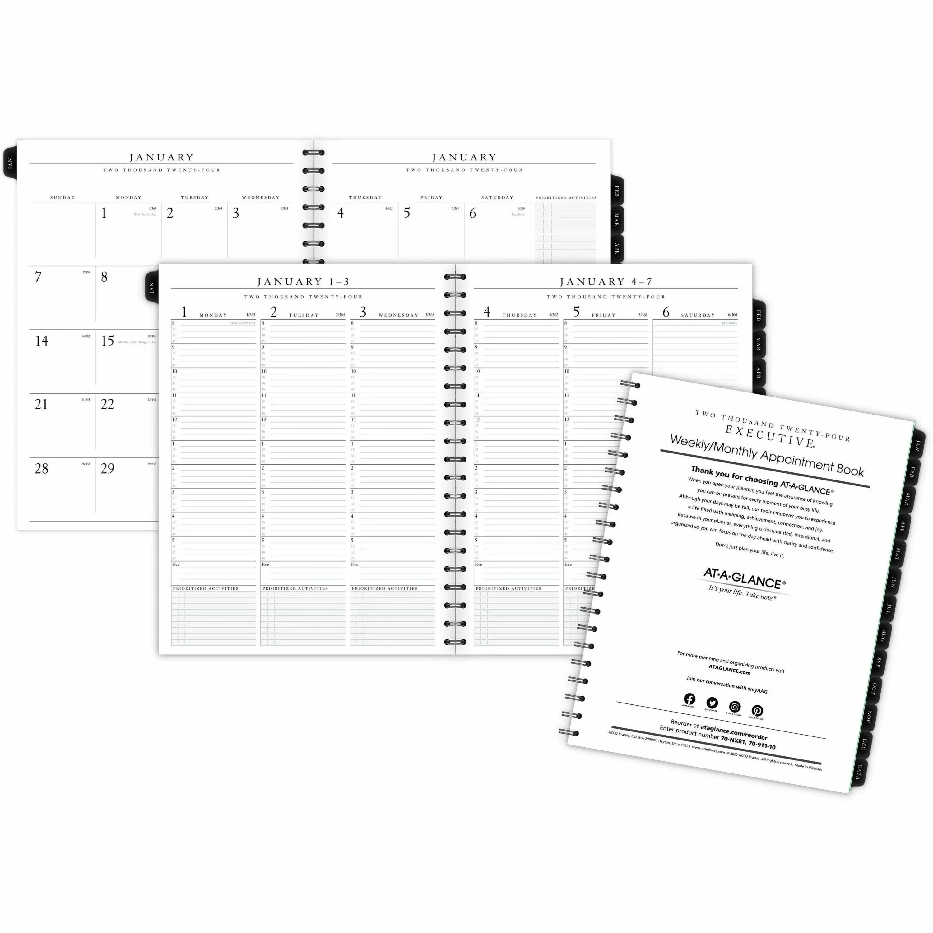 AT-A-GLANCE Executive Weekly/Monthly Planner Refill