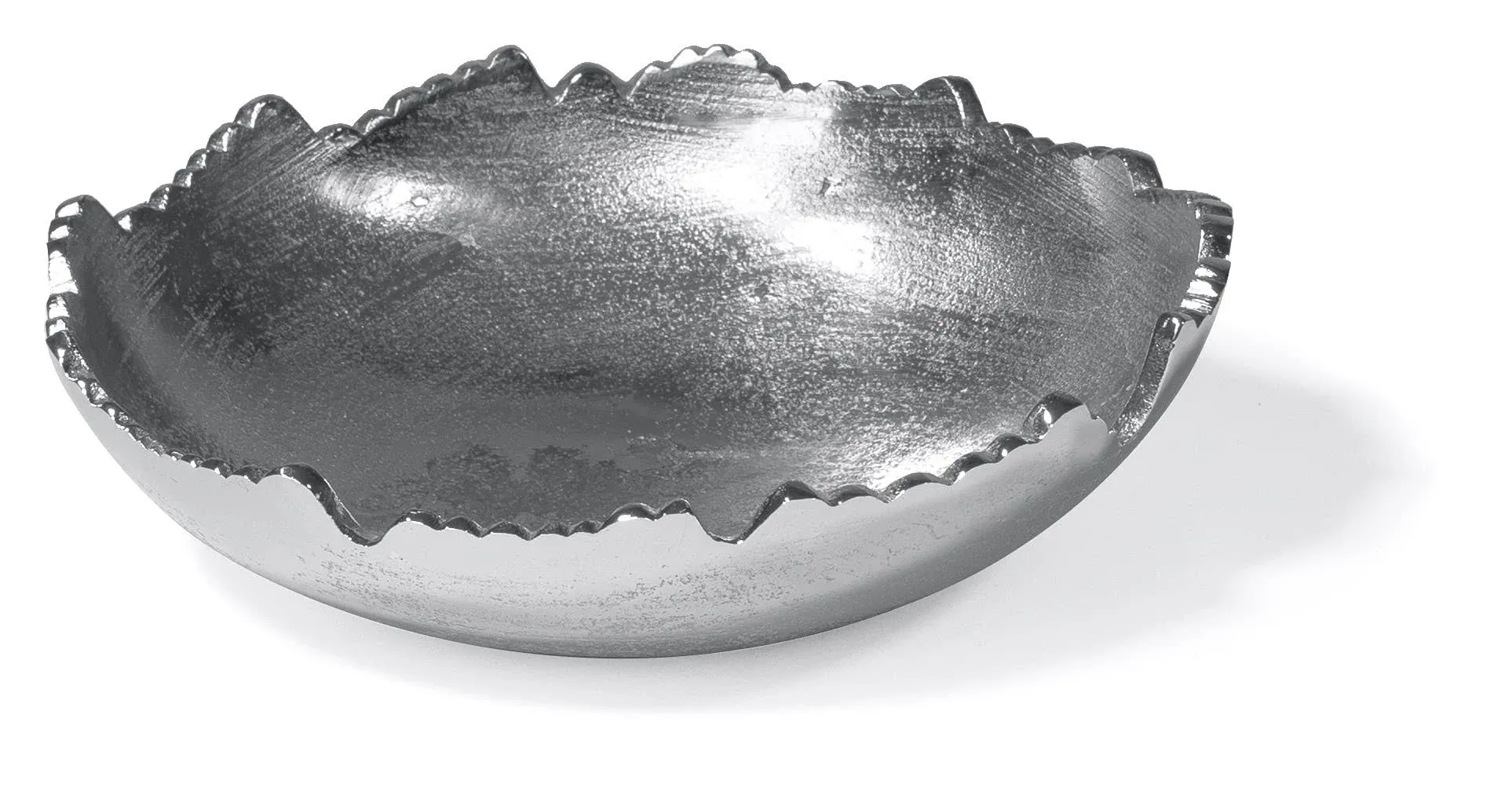 Red Co. 8.75” Silver Moon Decorative Metal Torn Hammered Asymmetrical Centerpiece Bowl with Pointed Edges