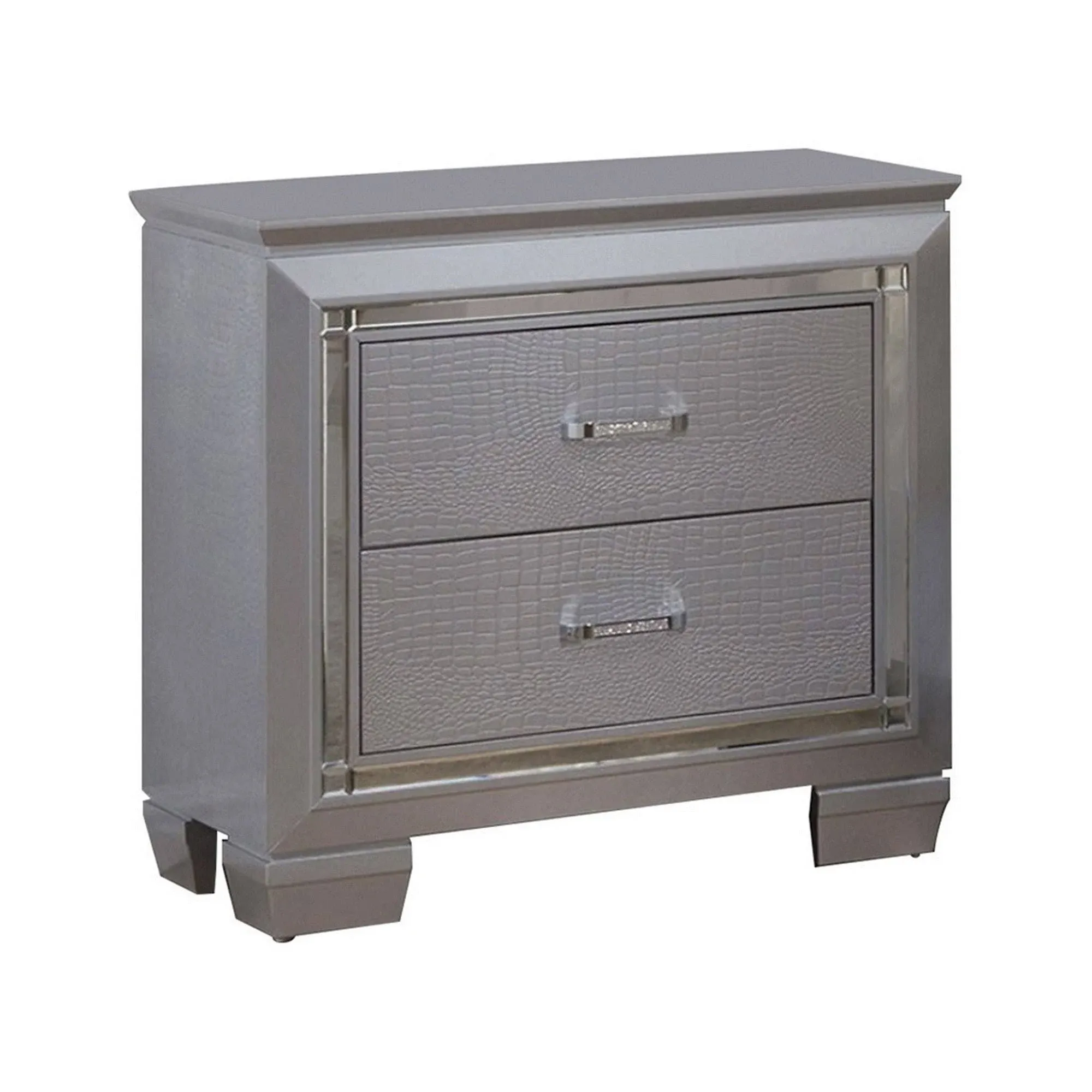 Benzara Bellanova Contemporary Night Stand in Silver