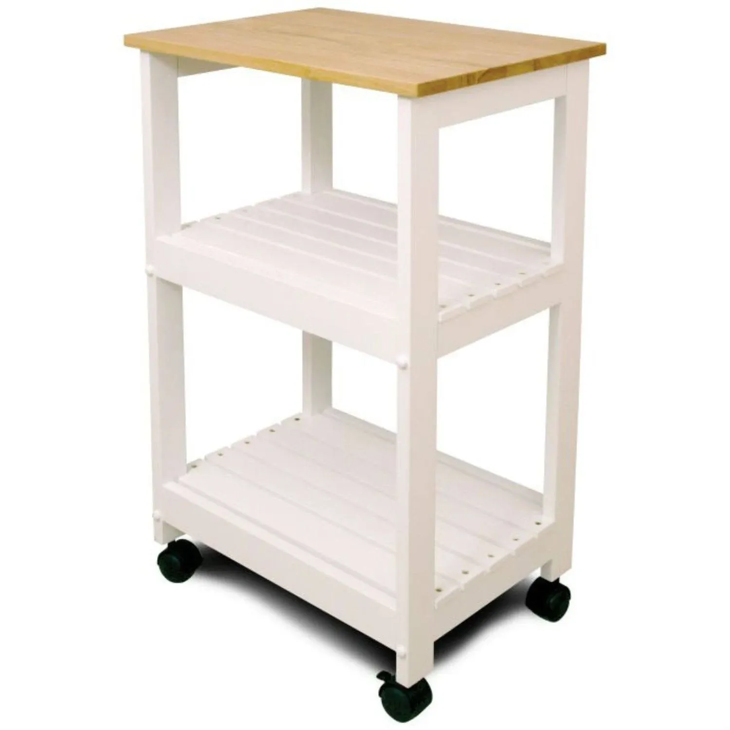 Catskill Craftsmen 81515 Utility Kitchen Cart/Microwave Stand with Natural Top, White