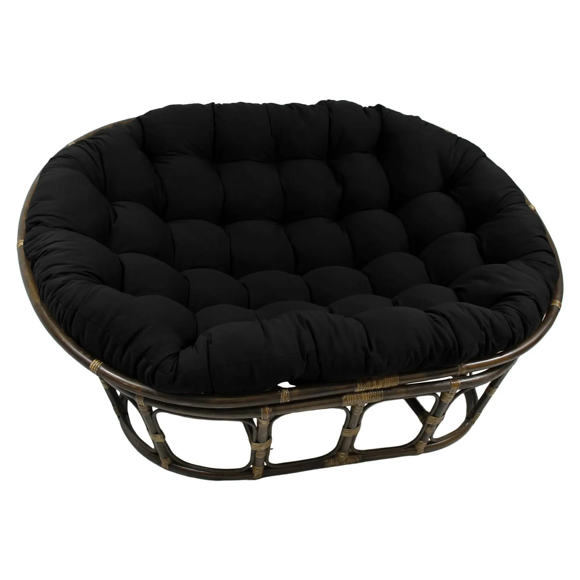 International Caravan Rattan Double Papasan Chair with Twill Cushion