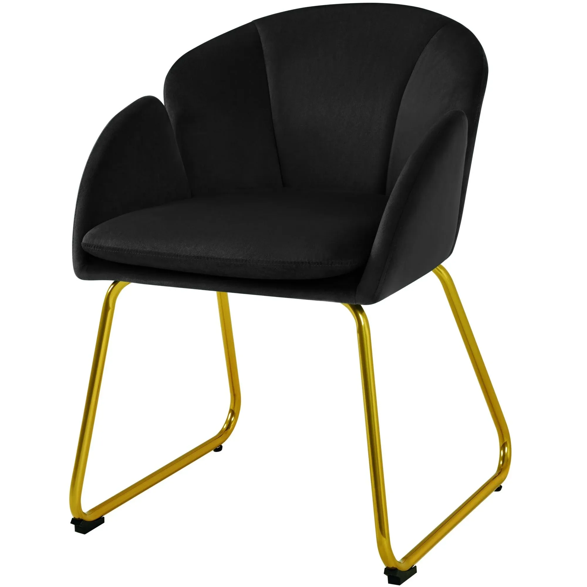 Yaheetech Flower Shape Velvet Armchair Accent Chair with Golden Metal Legs - Black