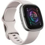 Fitbit Sense 2 Lunar White / Platinum Aluminum Bluetooth Smartwatch NEW