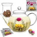 Teabloom Celebration Glass Teapot with Loose Tea Glass Infuser