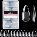 UNA GELLA Almond Gel x Nail Tips, 504PCS Pre Etched Clear Fake Nails Tips Medium Almond Shape - 12 Sizes Full Cover Soft Acrylic Press On Nail Extensions No C Curve Gift for Diy at Home