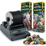 National Geographic Hobby Rock Tumbler Kit - Rock Polisher for Kids & Adults, Noise-Reduced Barrel, Grit, 2.5 Pounds Raw Gemstone & Jasper Mix, Great