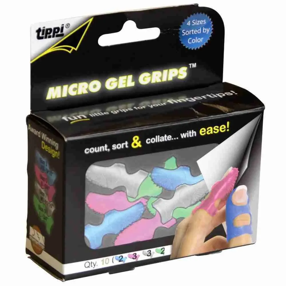 LEE 61410 Tippi Micro-Gel Fingertip Grips, Assorted Sizes, 10/Pack