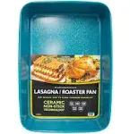 casaWare 15 x 10 x 3-Inch Ultimate Series Commercial Weight Ceramic Non-Stick Coated Lasagna/Roasting Pan- Blue