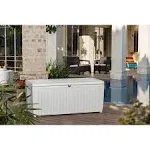 Keter Sumatra 135 Gallon Outdoor Storage Rattan Deck Box (White)