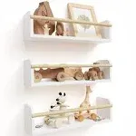 Decorative Nursery Bookshelves for Kids - Set of 3 Easy to Install Floating Shel