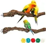 S-Mechanic 2 Packs Parrot Perch Stand,Natural Grapevine Wood Perch Parrots Cage Perch Toys Suitable for Small or Medium Parrots Parakeets Cockatiels