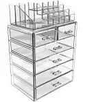 Acrylic Cosmetics Makeup And Jewelry Storage Case Display Set In Transparent