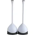 Clorox Toilet Plunger with Hideaway Storage Caddy, Set of 2, White