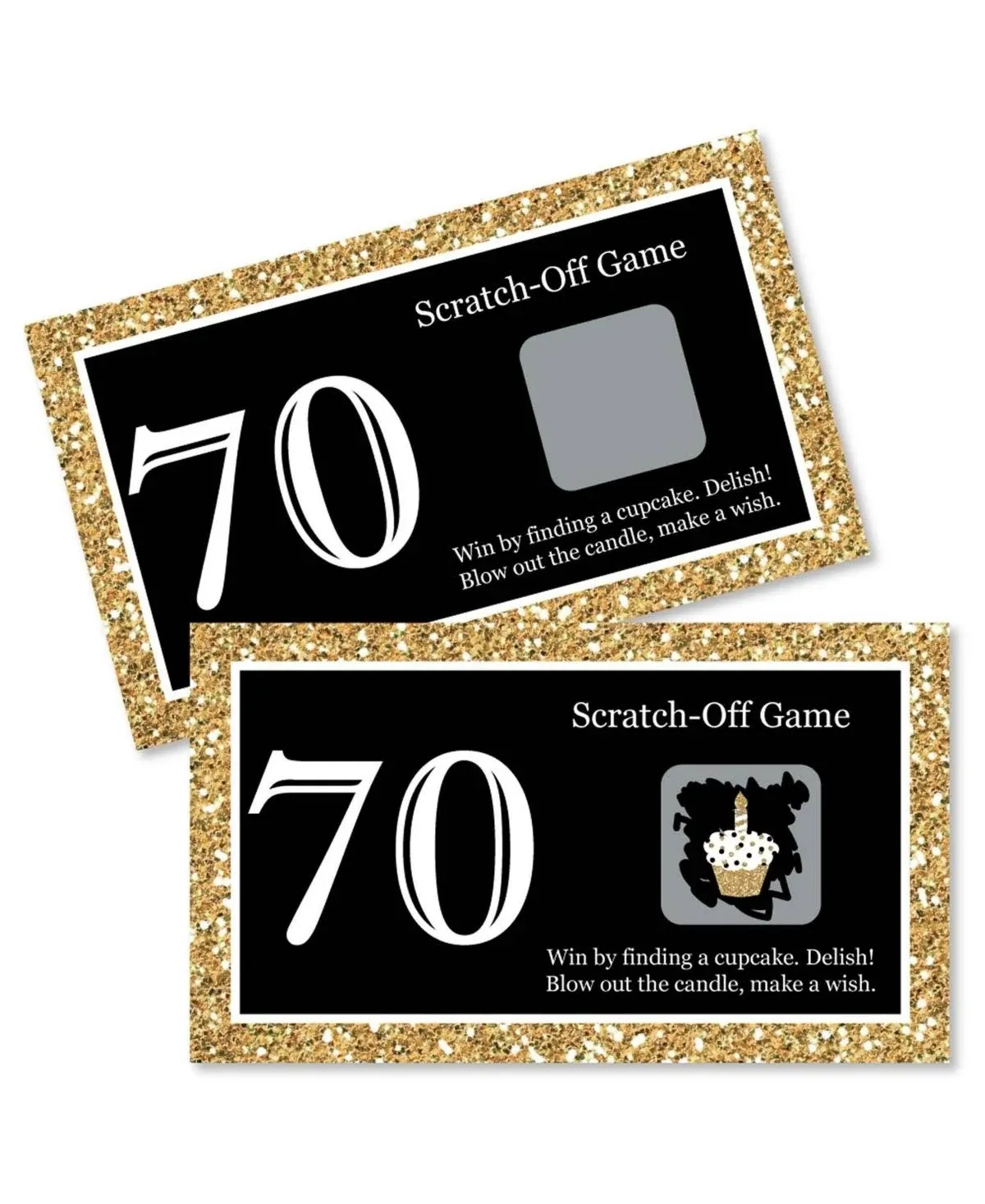 Adult 70th Birthday Gold Party Game Scratch Off Cards 22 Count