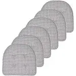 Sweet Home Collection Chair Cushion Memory Foam Pads Tufted Slip Non Skid Rubber Back U-Shaped 17" x 16" Seat Cover, 6 Pack, Houndsooth Gray