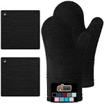 Gorilla Grip Heat and Slip Resistant Silicone Oven Mitts Set Cotton