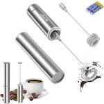 Milk Frother Handheld, Battery Operated Travel Coffee Frother Milk Foamer Drink Mixer with 2 Stainless Steel Whisks for