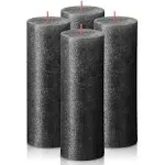 Bolsius Anthracite Black Shimmer Metallic Pillar Candles 4 Pack - 2.75 x 7.5 ...