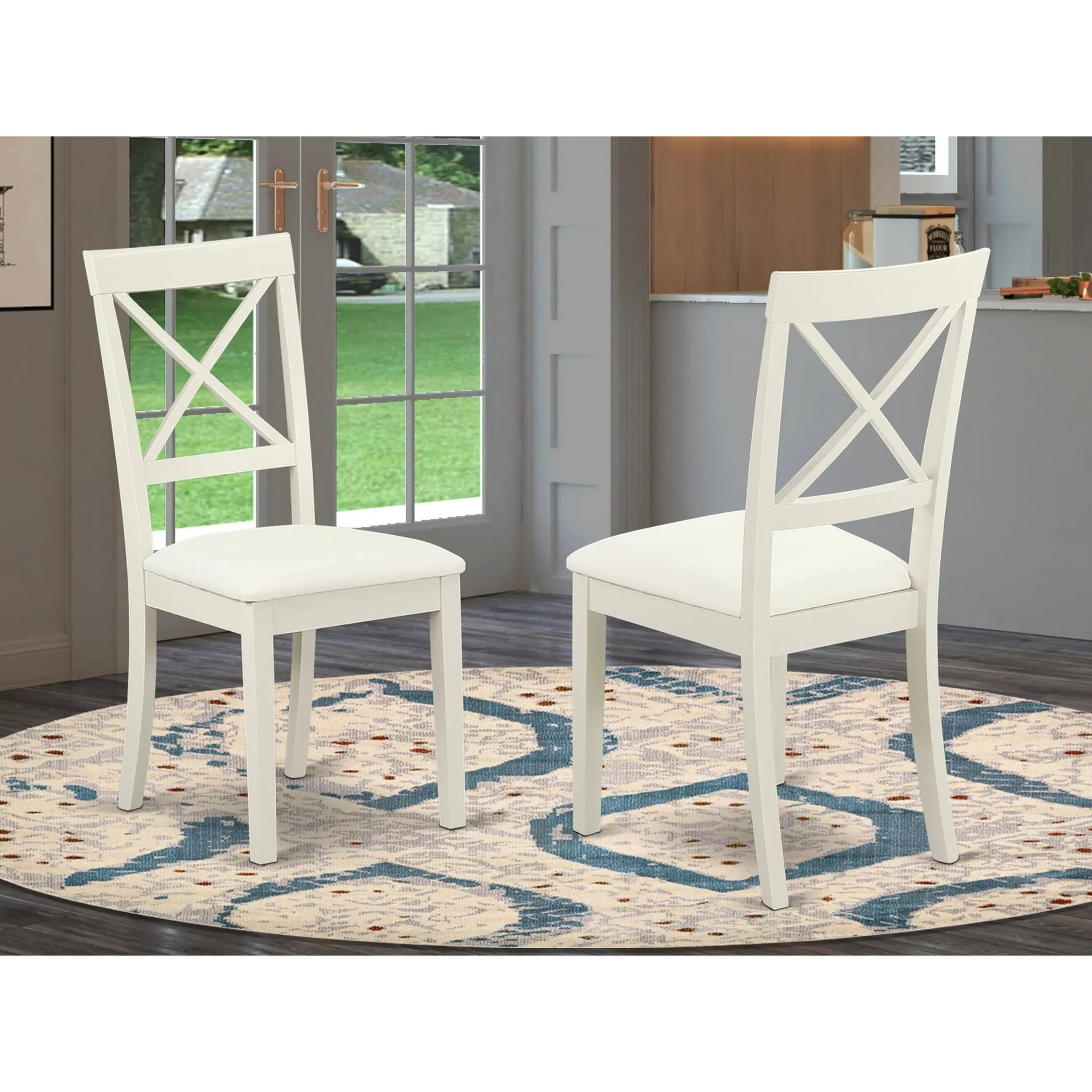 East West Furniture Boston Wood Set of 2 Dining Chair with White Boc-whi-lc