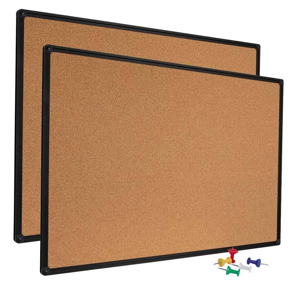 DexBoard 2 Pack 36 x 24 inch Cork Notice Board Bulletin Message Memo Pin Board