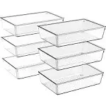 Large Size Clear Plastic Versatile Acrylic Stackable Drawer Organizer Tray 6Pack