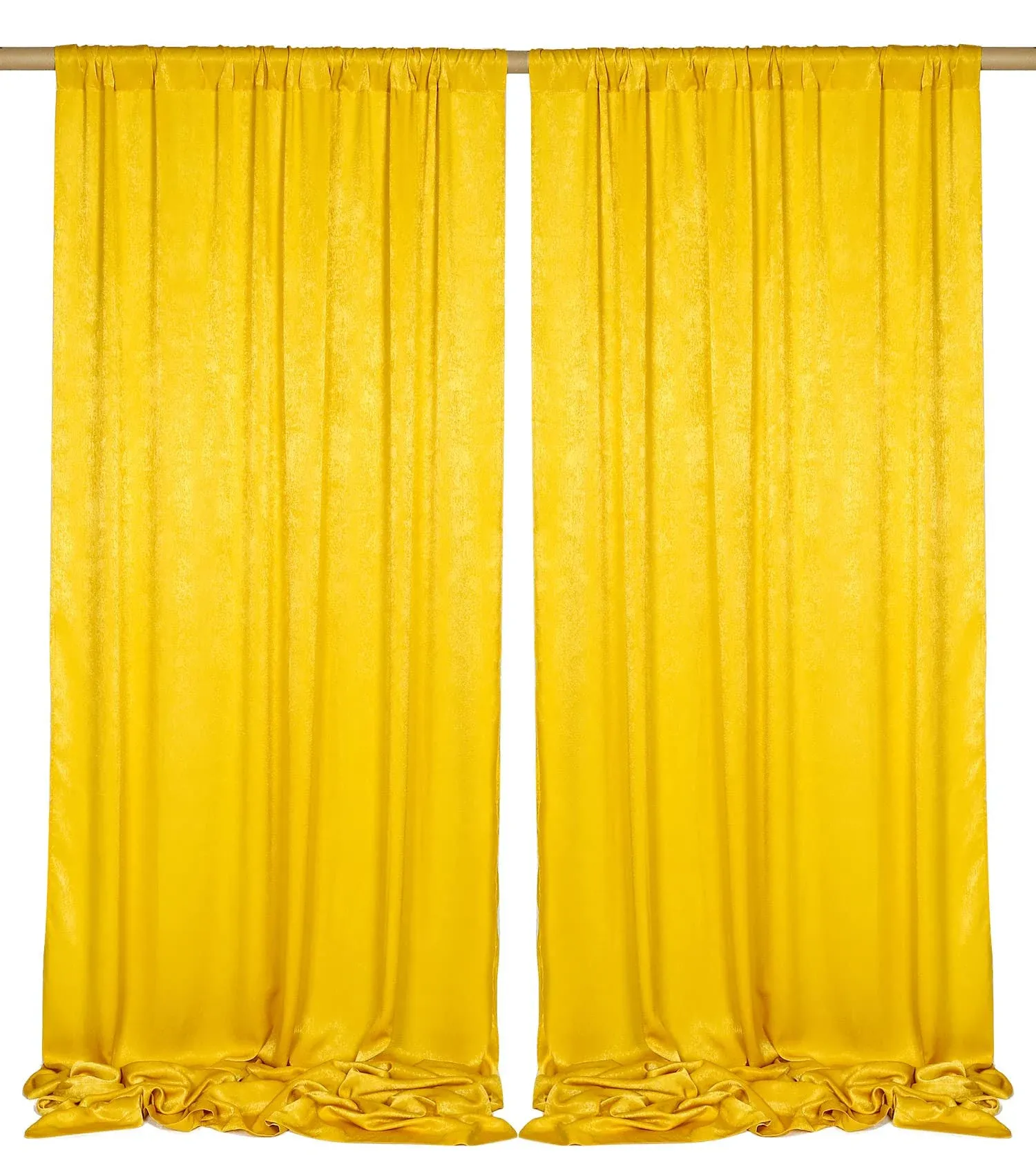 9.6 Feet x 10 Feet Gold Thick Satin Backdrop Drapes Non-Transparen<wbr/>t Soft Wind...