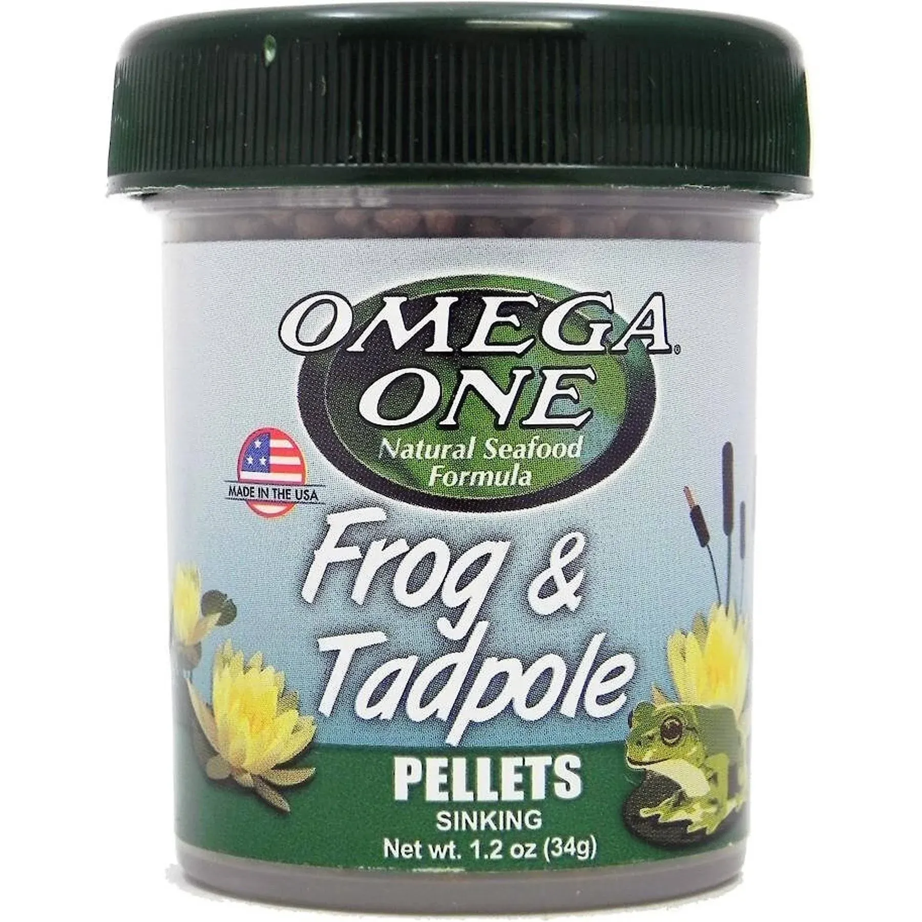 OMEGA 63131 1 One Frog & Tadpole Pellet 1.2oz, Yellow