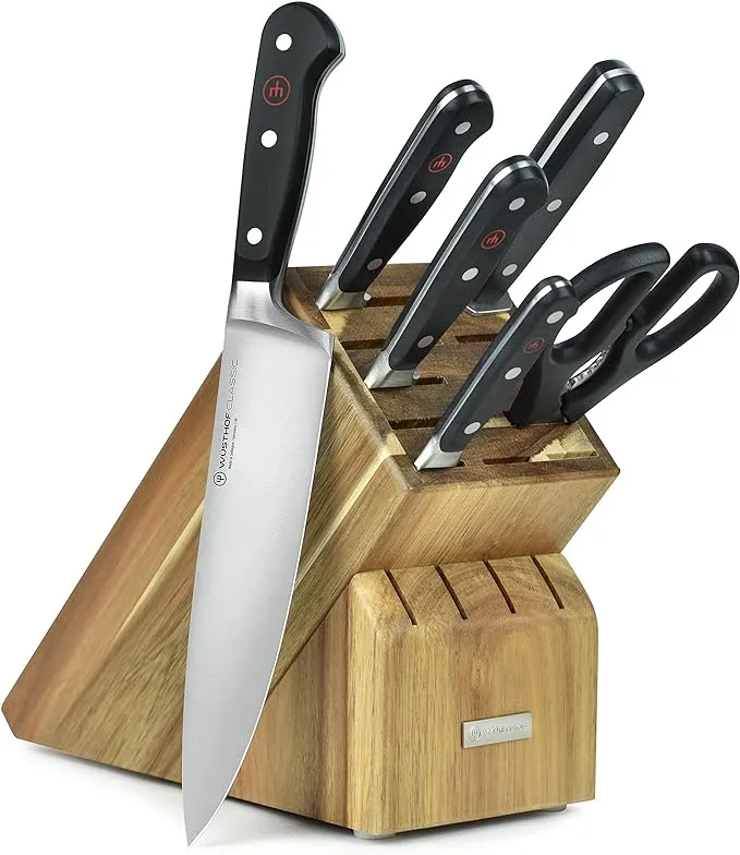 Wusthof Classic 7 Piece Knife Set with Acacia Block